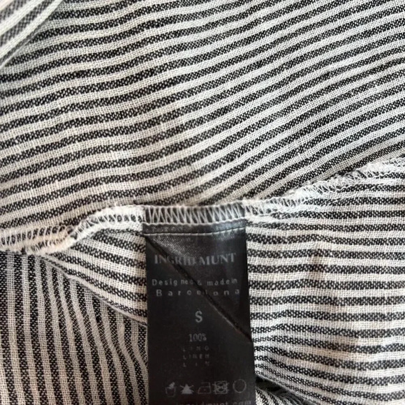 Ingrid Munt Shirt Size Small Women's Linen Brown Striped Coastal Boho preppy - Picture 3 of 11
